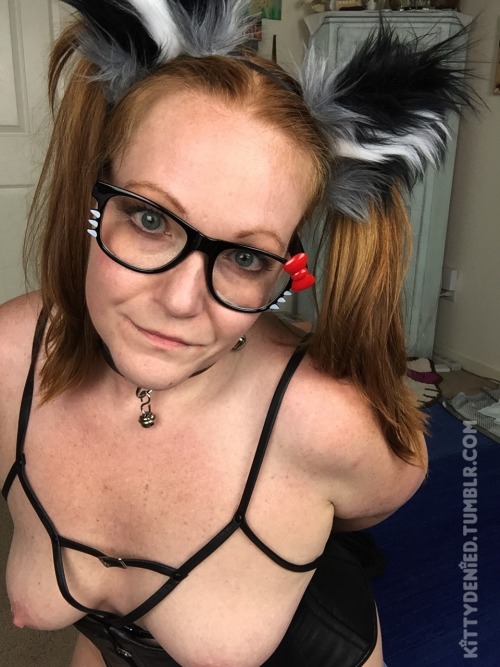 XXX kittydenied:  Kitty. Gags. Glasses. I think photo