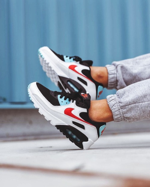 Nike wmns Air Max 90 Summit White/Chile Red/Bleached Aqua by sneakerdistrict