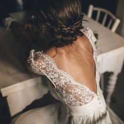 dustjacketattic:  lace backed wedding dress