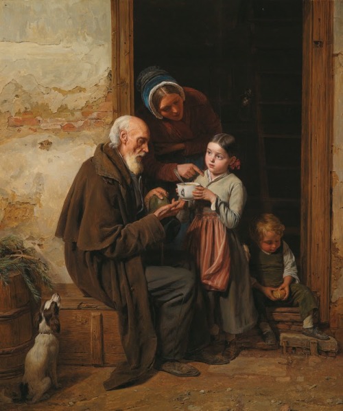 ferdinand-georg-waldmuller: The charity, 1865, Ferdinand Georg Waldmüller