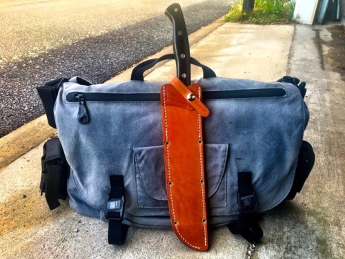 Bark River Golok and Blackhawk! Waxed Canvas Messenger Bag