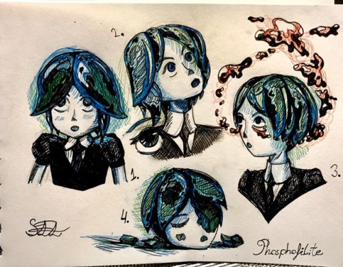 Practicing drawing phos in my art style. (The first attempt was kind of a failure because I tried to