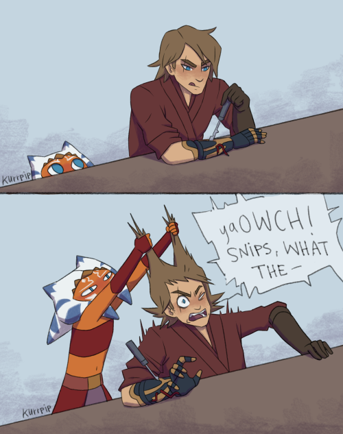 kurrpip:Ahsoka vs. hairThere’s that one clone wars episode where Padme just casually pops off her wi