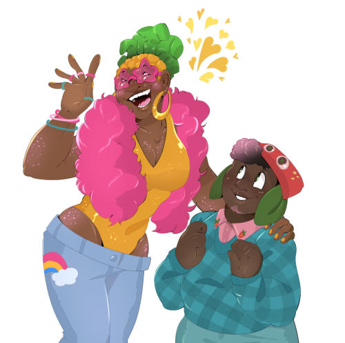 Wiggle & Gramble!(ID: A drawing of the characters Wiggle and Gramble from the game Bugsnax, draw