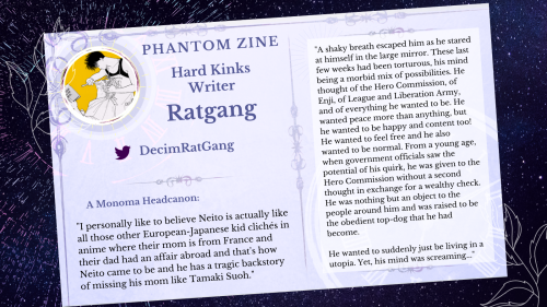 Excited to have the incredible @DecimRatGang as a writer for our Hard Kinks Zine 
