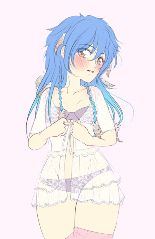 cosmic-artsu:  As promised; Aoba wearing lingerie for her precious girlfriends! With