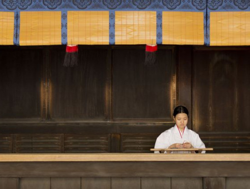 Shrine maiden at Shinto temple, Japan.  by Gabriele Bortot on 500px