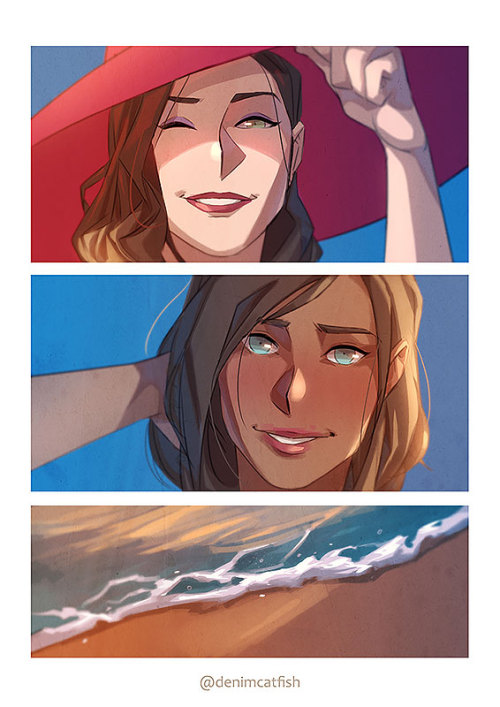 denimcatfish: Just gals at the beach.