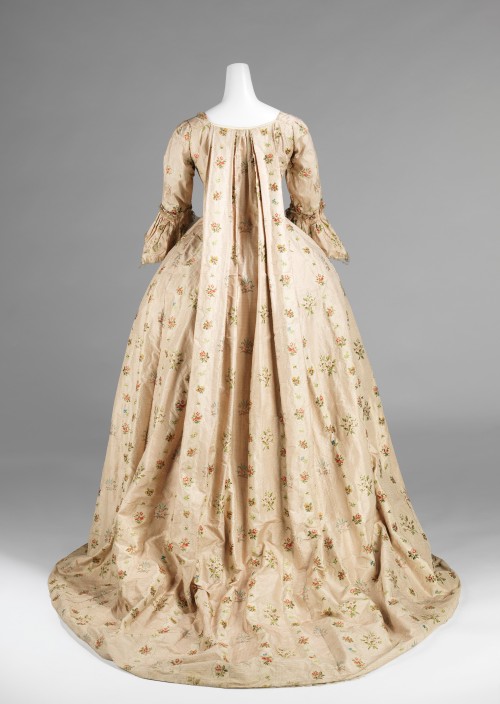 ephemeral-elegance: Gauze Rosette Embellished Robe a la Française, ca. 1770-75 via The Met