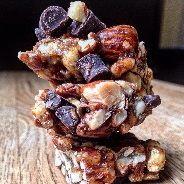 intertwining:  Leaning tower of Dark Chocolate Pecan + Sea Salt Lara Bar ✨  @flowers_and_fitness