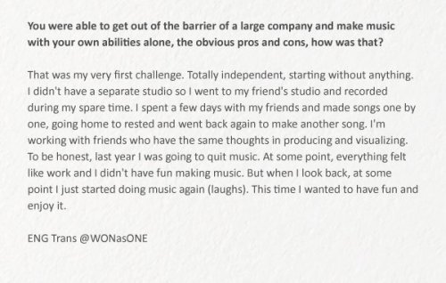 [TRANS] ONE @ WKorea September 2019 Issue Interview Trans cr: WONasONE© TAKE OUT WITH FULL CRED