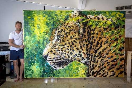 JAGUAR 2, Acrylic on Canvas,  200cm X 300cm is now finished and on its’ the Collector’s home.