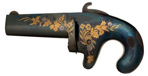 Exhibition quality gold and silver inlaid matching pair of Colt No.1 derringers, circa 1870-1890.fro