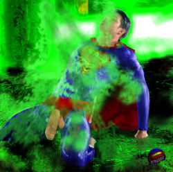 Superman in intense torture by kryptonite