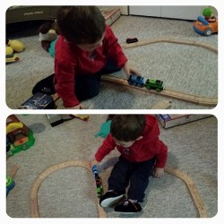 #berlinbenjamin playing with his trains