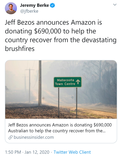 anyroads: byecolonizer:   Did the math, Bezos has donated about 0.0006272727% of