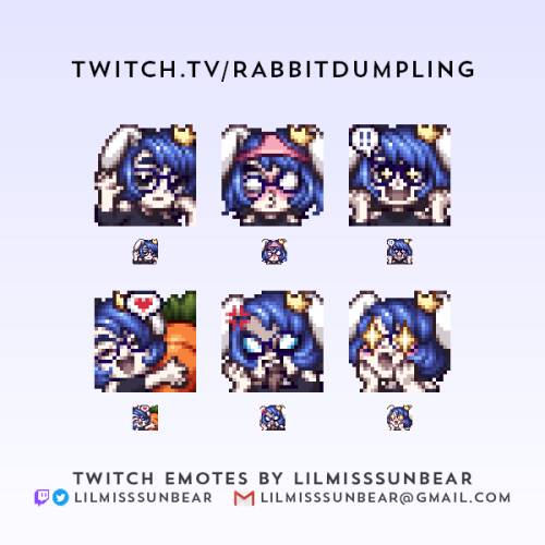 Some new emotes and a shiny new carrot badge for rabbitDumpling! I love the giant carrot. ✨Commissio