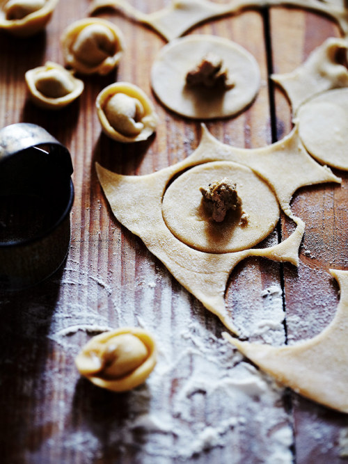 Truffle Pátê Cappelletti with Passion Fruit glaze published in Sweet Paul Magazine Fall 2013 Yields 