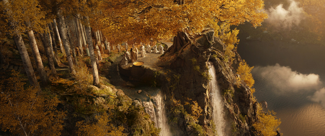 #art#digital art#forest#waterfall#autumn#lotr