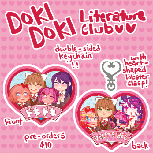 Doki Doki Literature Club!! I really liked it! So I’m making some keychains!!They’re $10