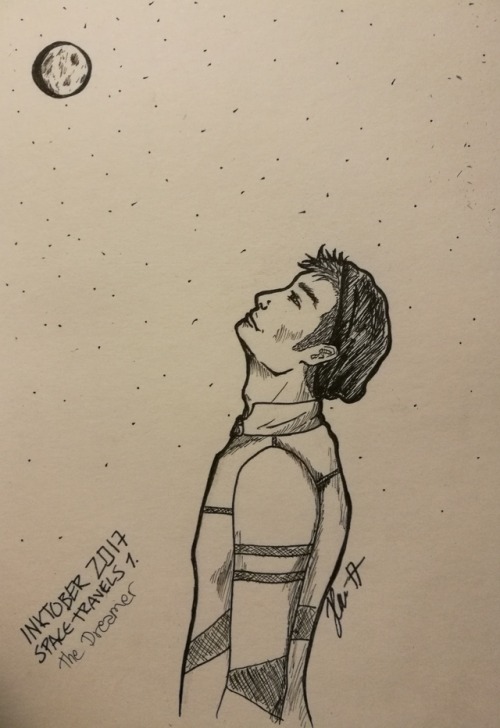  Inktober Day 1 -The Space Travelers: The Dreamer. I haven’t drawn anything real in several years, p