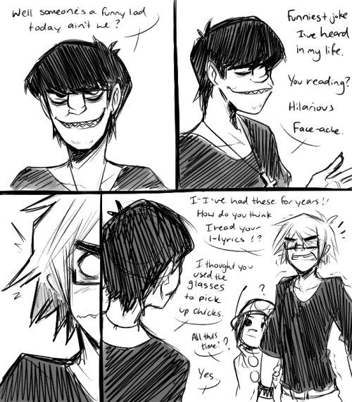 I just wanted to draw 2-D wearing glasses but that somehow turned into a short scribbly mess of a co