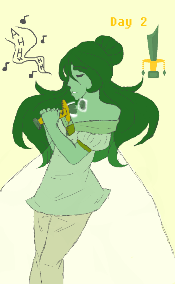Gemsona Challenge Day 2: Summoning Weapon. Jade's Weapon Is A Small, Curved Sword, And She Summons It
