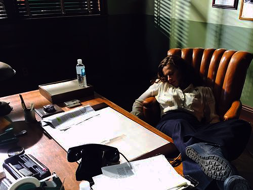 peanutbucky-blog-blog:  Perfect angel Hayley Atwell napping where she can on Agent Carter’s set. 