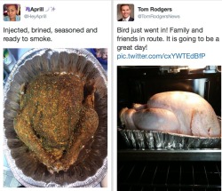 thehighpriestofreverseracism:  thesweetishthuggishbone:  thehighpriestofreverseracism:  I don’t even think the turkey on the right is washed tbh  That turkey didn’t die to be disrespected  I mean for real
