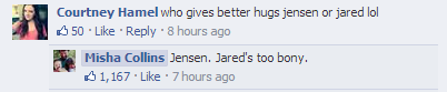 bridget-malfoy:  It’s official. Jensen gives Misha better hugs! 