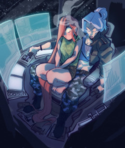 noszle: “Move your hair it’s in the pedals- ” I don’t know what super future spaceship still has pedals but…I don’t know maybe it’s an efficient use of space or something. Socket is an android so smoking doesn’t bother her, ain’t got