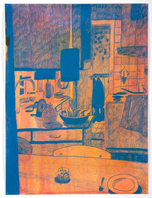 huariqueje:  The Kitchen  -   Morten  Schelde, 2020.Danish, b. 1972 - Ink and pencil on paper, 40 x 30 cm.