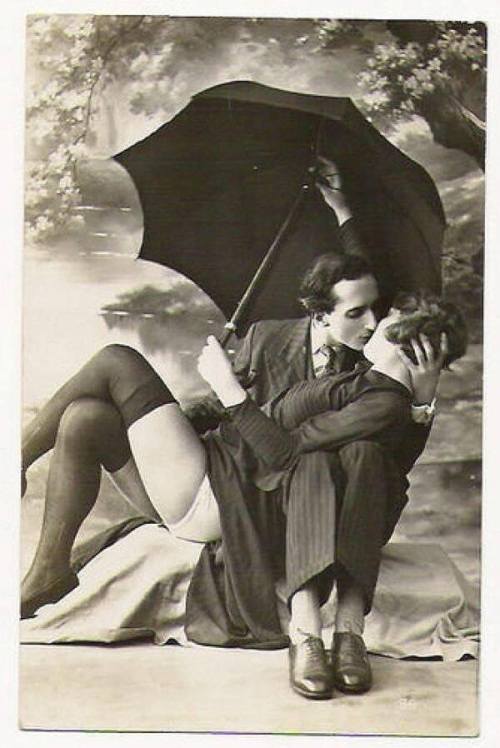 Black and white couple in rain