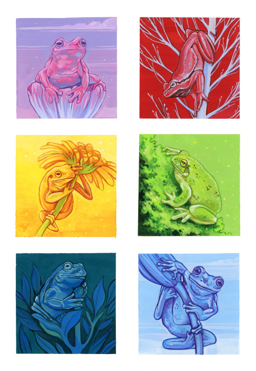 I’ve been having a lot of fun playing around with gouache lately, and this little gang of frogs is t
