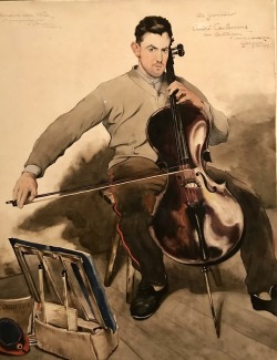 Maurice Langaskens (Belgian, 1884–1946). The Grenadier André Coulemans (The Cellist), 1917. Watercolor, colored pencil, and graphite, 33 x 27 in. (83.8 x 68.6 cm) 