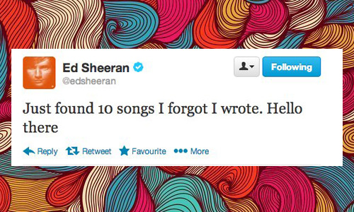 ammericanaexotica:  Ed Sheeran & twitter               