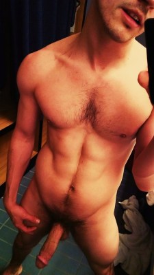 2hot2bstr8:  who the hell is this guy???????? he’s fucking HOT!!!! cute lips, cute smile/smirk, rockin’ body, hairy body, and one big, thickkkk dick…..get me his info now lol. i think i’m in love♡
