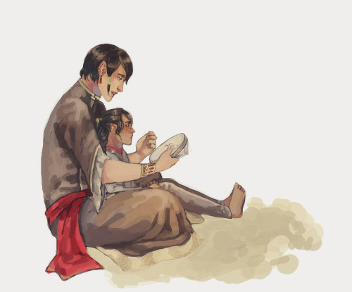 alackofghosts:fëanor teaching little caranthir embroidery