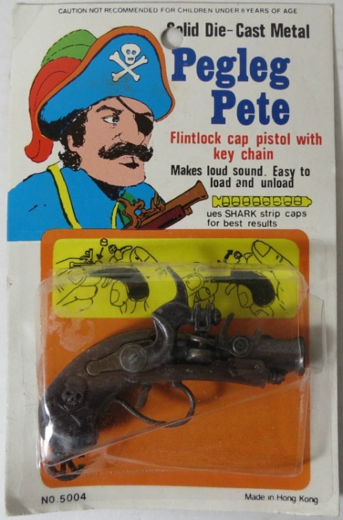 DIME STORE: 1970s Pegleg Pete Flintlock Cap Pistol with Key Chain