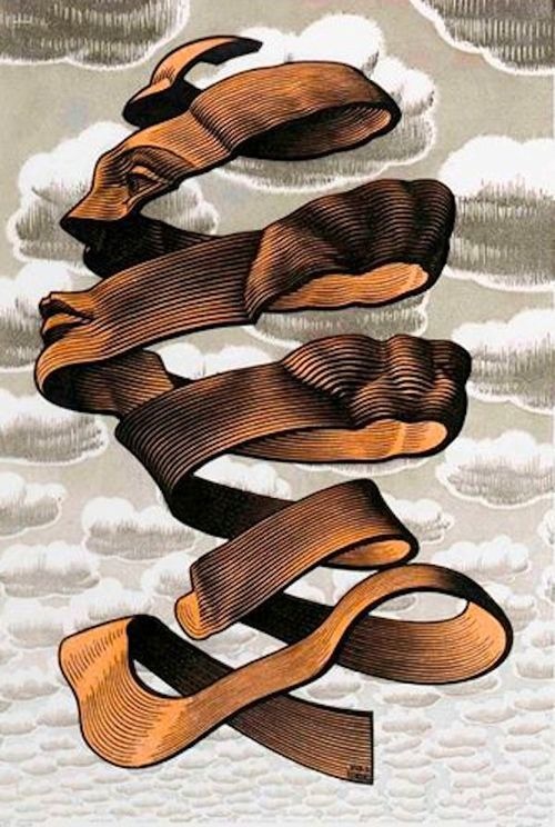 curiousmiscellanies - M.C. Escher ~ “Rind” 1955, wood engraving