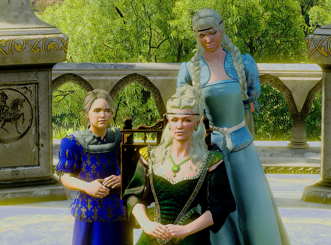 The Cintrian Royal Family
Calanthe Fiona Riannon
Pavetta Fiona Elen
Cirilla Fiona Elen Riannon