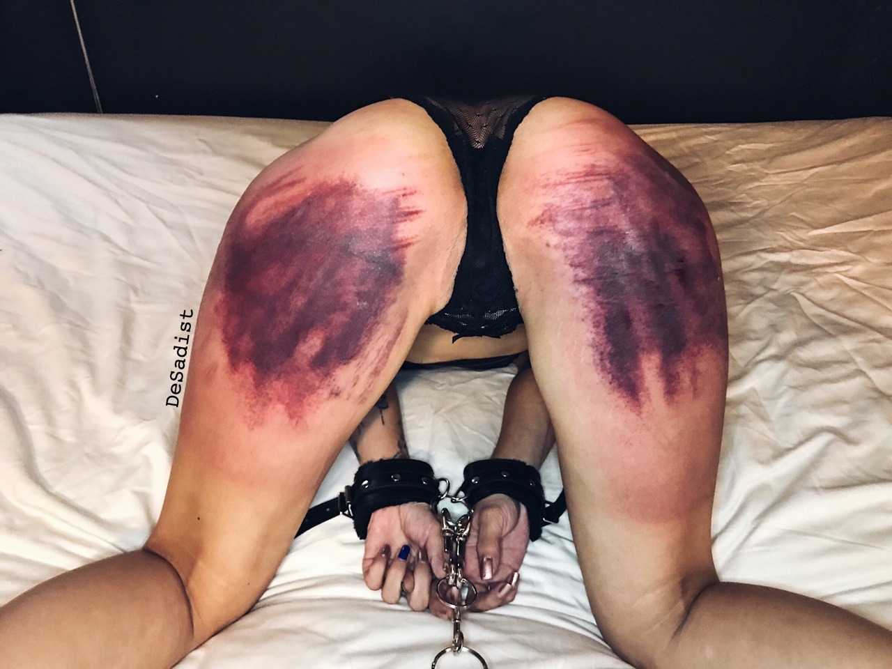 desadist:  50 hits with the cane 50 hits with the bathbrush 30 hits with the bar