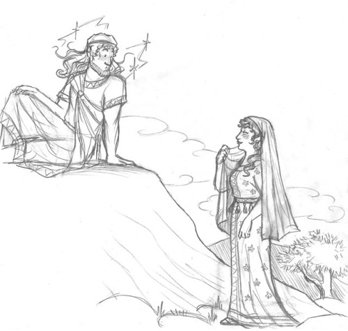 Going through my heaps of paper reveals more forgotten sketches: Zeus and Hera from that scene in th