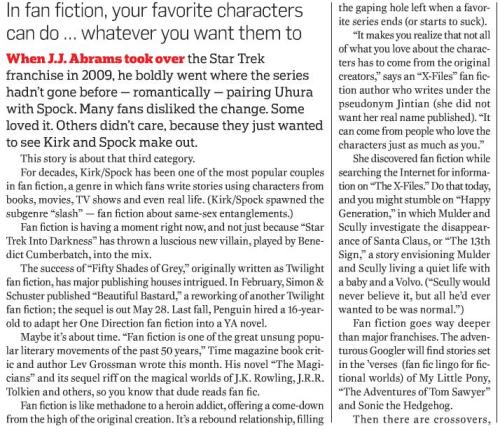 dduane: jenesaispourquoi: dontblinktheangelshavecamelot: Look! There was a fan fiction article in&nb