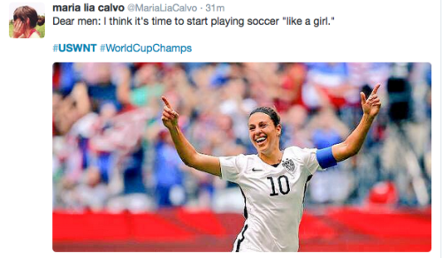 filmsfoodandfandom: Some of the best twitter reactions to America winning the FIFA Women’s Wor