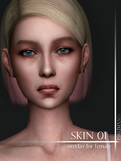 pirumxsim:Skin 01 FemaleOverlay type only- Found in Skin Detail &gt; Forehead- 5 swatches in tot