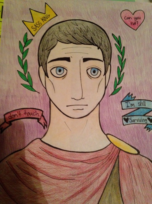 interretialia:kitkatullus-art:Here’s a picture I drew of Caesar for my friend~~~Optime! Latine: ♕  R