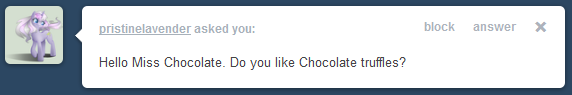 askchocolatedip:  WHERE?!  XD! Ohai Choccy &lt;3