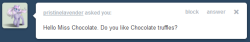 askchocolatedip:  WHERE?!  XD! Ohai Choccy