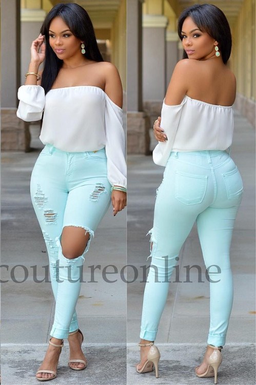 ecstasymodels:  Off Shoulder Top   “Isadora” top ~ “Evinna” jeans  by   chiccoutureonline   